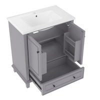 WASCHTISCHKOMBI 76/46/87 cm Grau aus Keramik und MDF mit Stauraum - Grau, Holzwerkstoff (76/87/46cm) - OKMYHOME