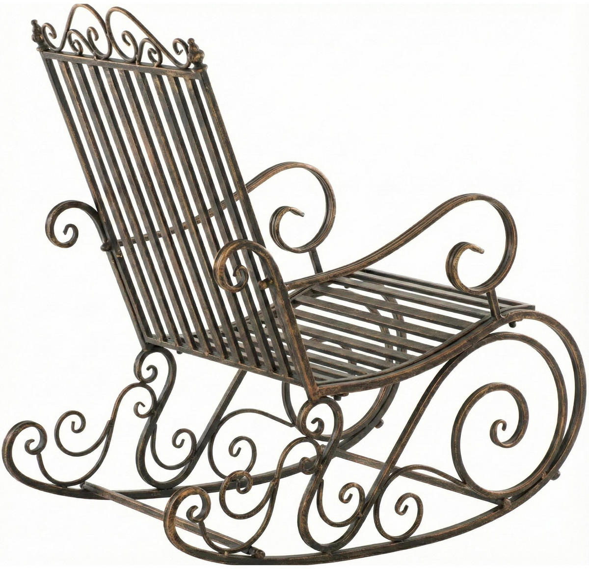 SCHAUKELSTUHL Anna Antik Outdoor 56x90x94cm Metall Bronze Gartenstuhl - Bronzefarben, Metall (56/94/90cm) - DELUKE