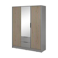KLEIDERSCHRANK – 155 cm – Nelly – Grau - Grau, Holzwerkstoff (155/200/51cm) - hi-markt