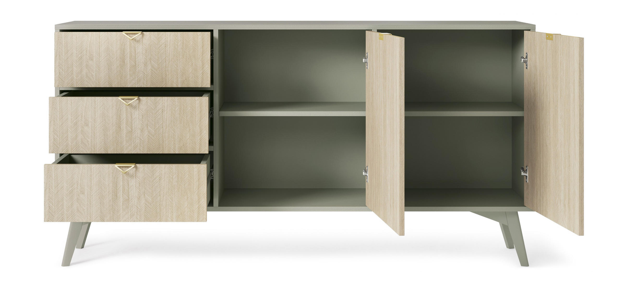 SIDEBOARD Firr, Eukalyptus, Kommode mit Schubladen - Eukalyptusholzfarben, Holzwerkstoff (158/80/38cm) - Bettso
