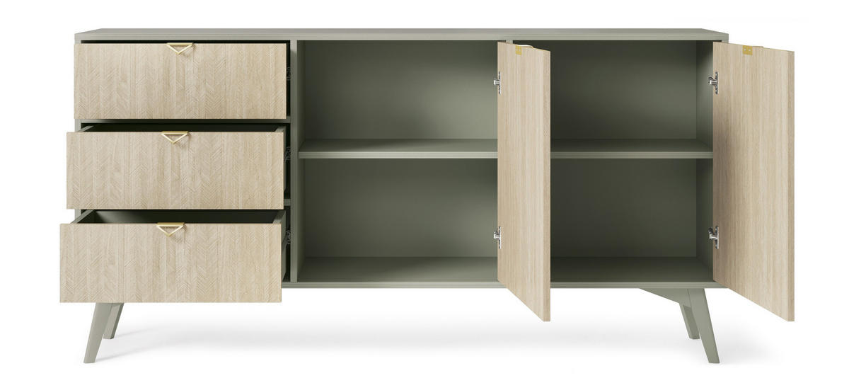 SIDEBOARD Firr, Eukalyptus, Kommode mit Schubladen - Eukalyptusholzfarben, Holzwerkstoff (158/80/38cm) - Bettso