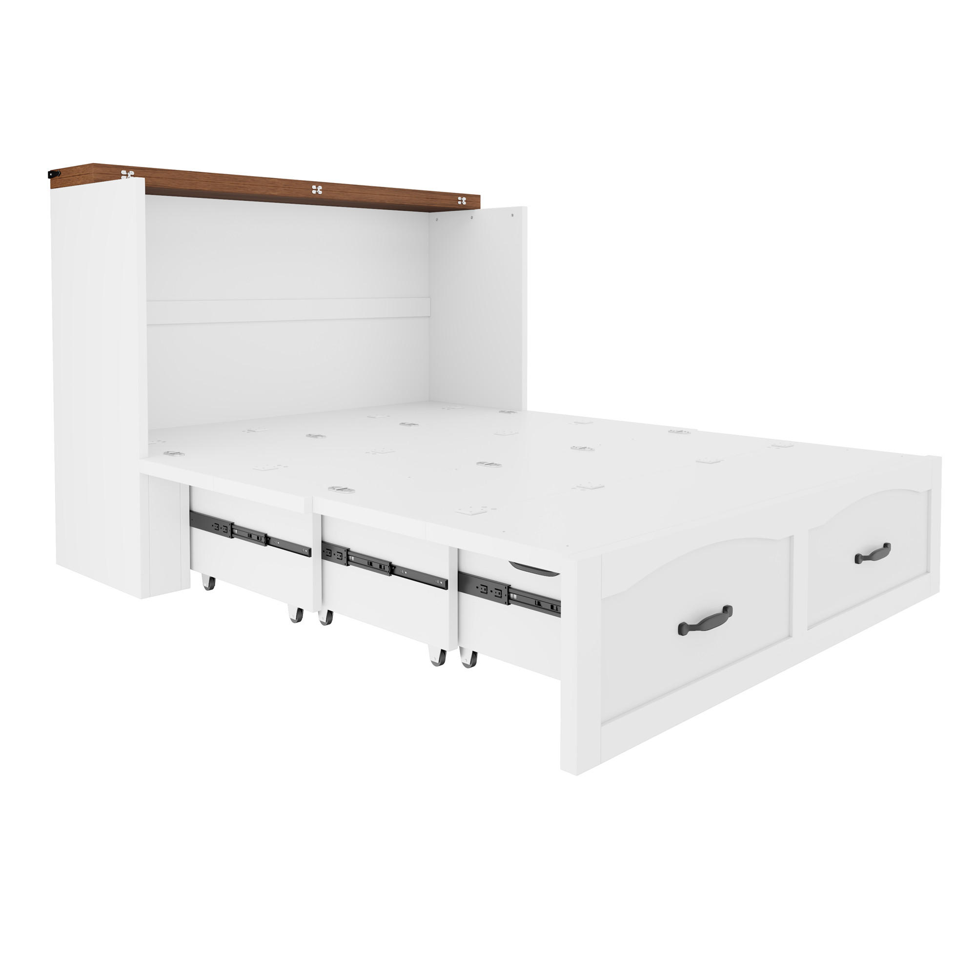 SCHRANKBETT 140/200 cm mit Stauraum und Steckdose, DE-41653, in Weiß - Weiß, Holzwerkstoff (140/200cm) - ComfortXL