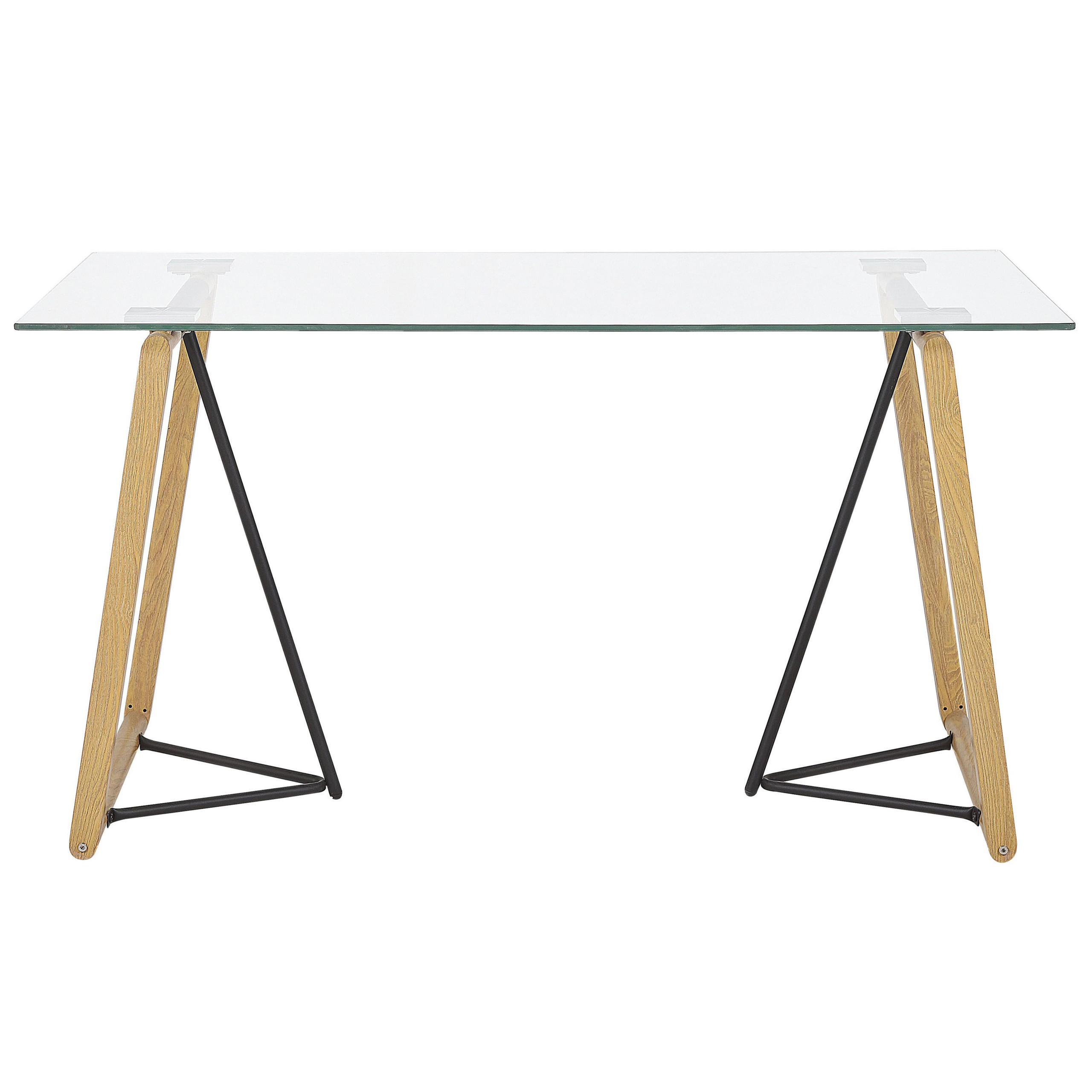ESSTISCH 140/80/76 cm Transparent, Hellbraun, Schwarz Rechteckig Tacoma - Transparent, Glas (140/80/76cm) - Beliani