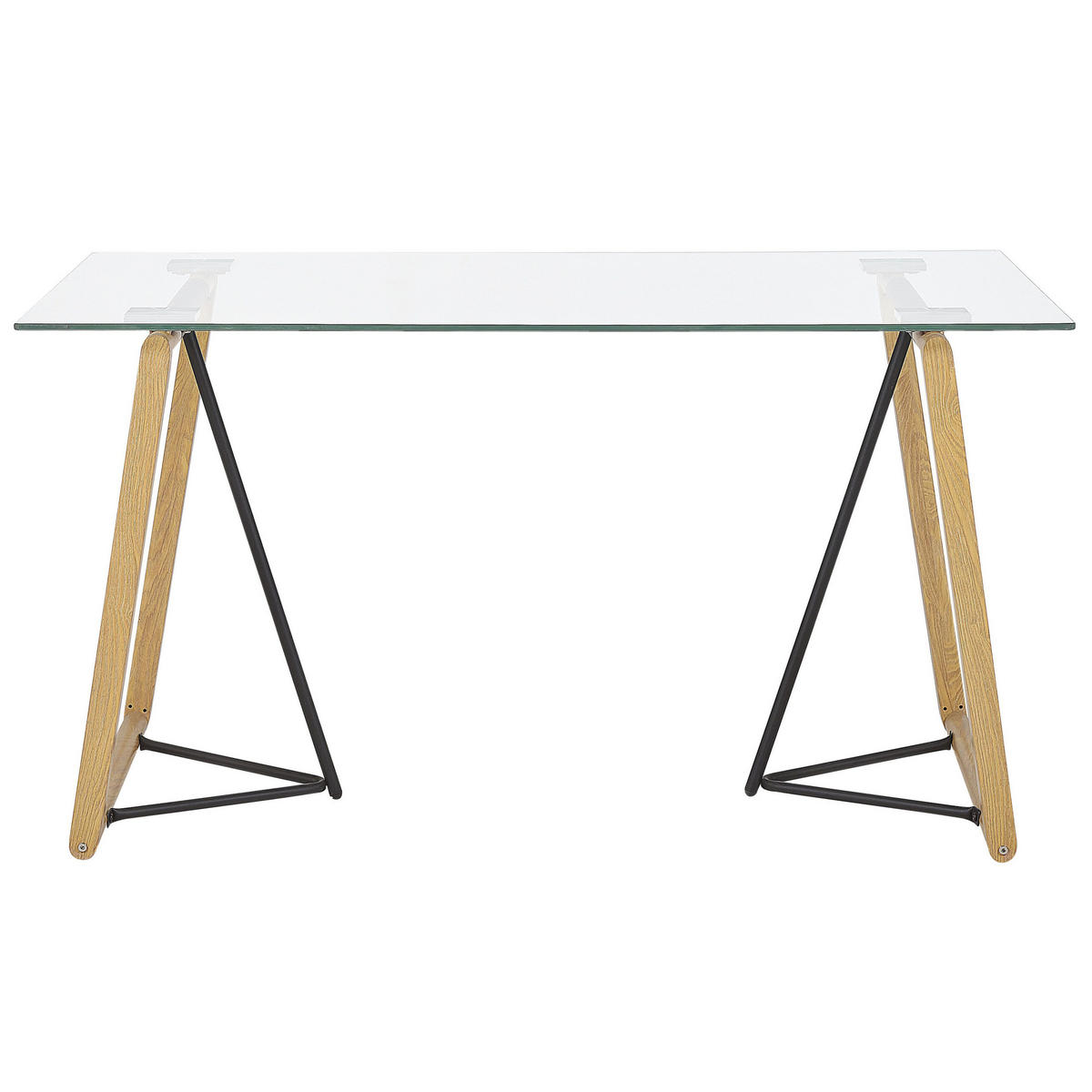 ESSTISCH 140/80/76 cm Transparent, Hellbraun, Schwarz Rechteckig Tacoma - Transparent, Glas (140/80/76cm) - Beliani
