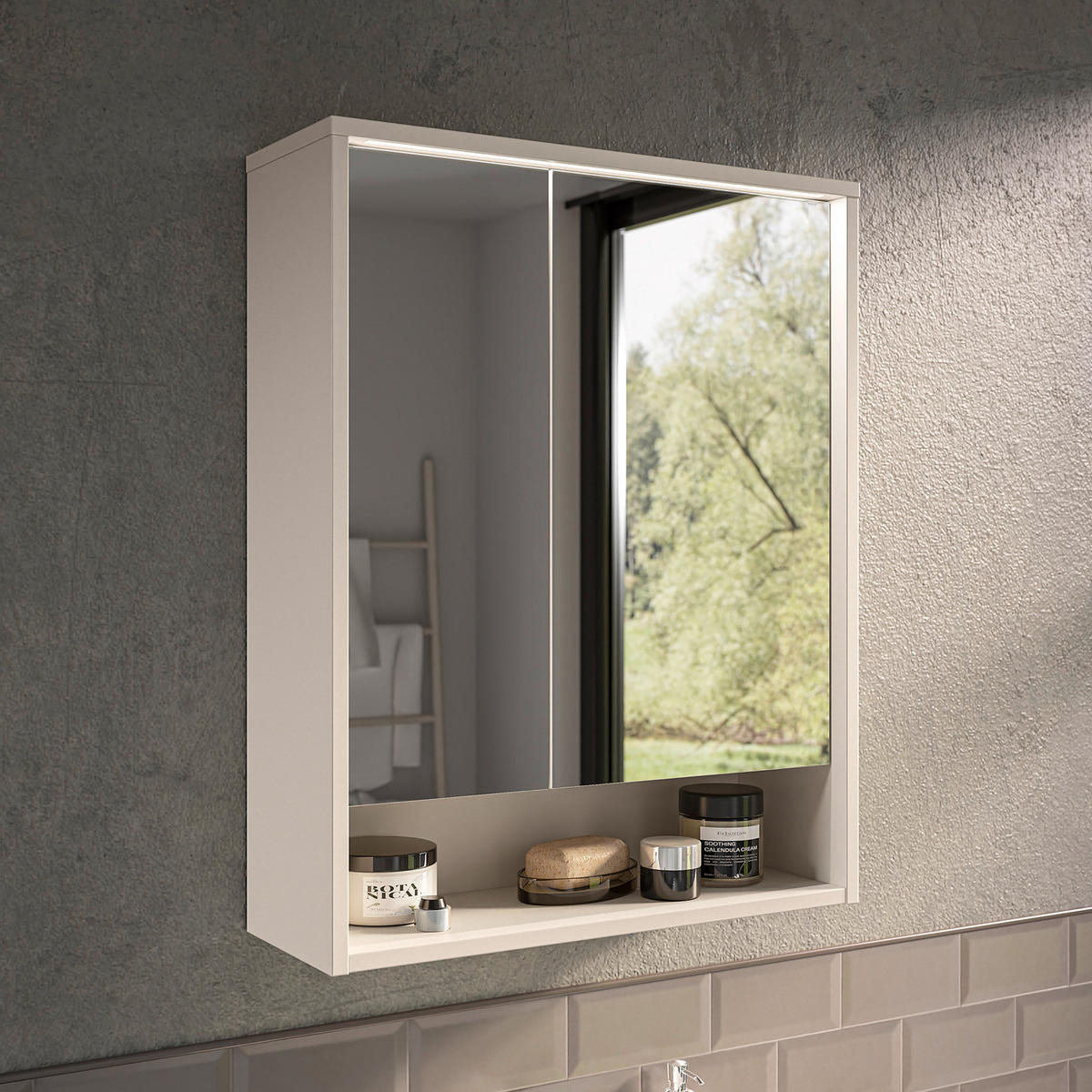 SPIEGELSCHRANK - Spanplatte - Kaschmir, Holzwerkstoff (60/75/20cm) - home24