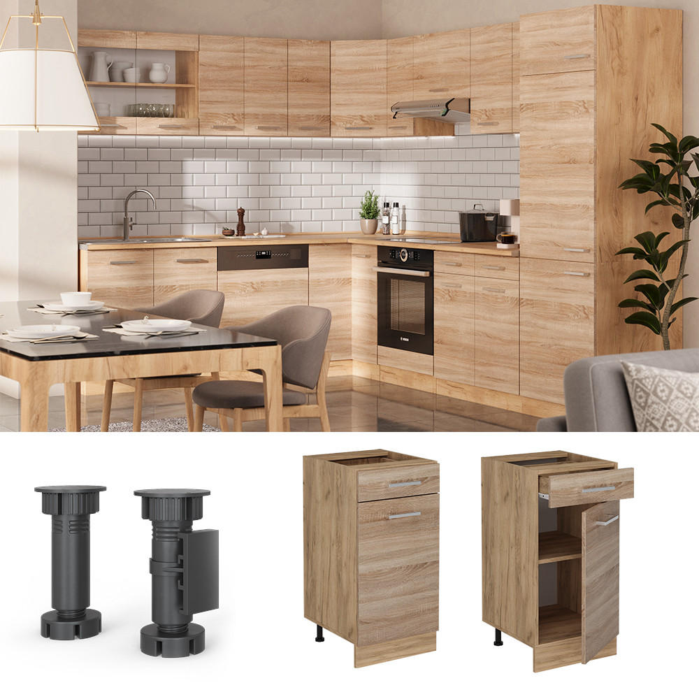 KÜCHENUNTERSCHRANK R-Line Sonoma 40 cm , AP Anthrazit - Honigeiche/Eiche Wotan, Holzwerkstoff (40/81.6/60cm) - Vicco