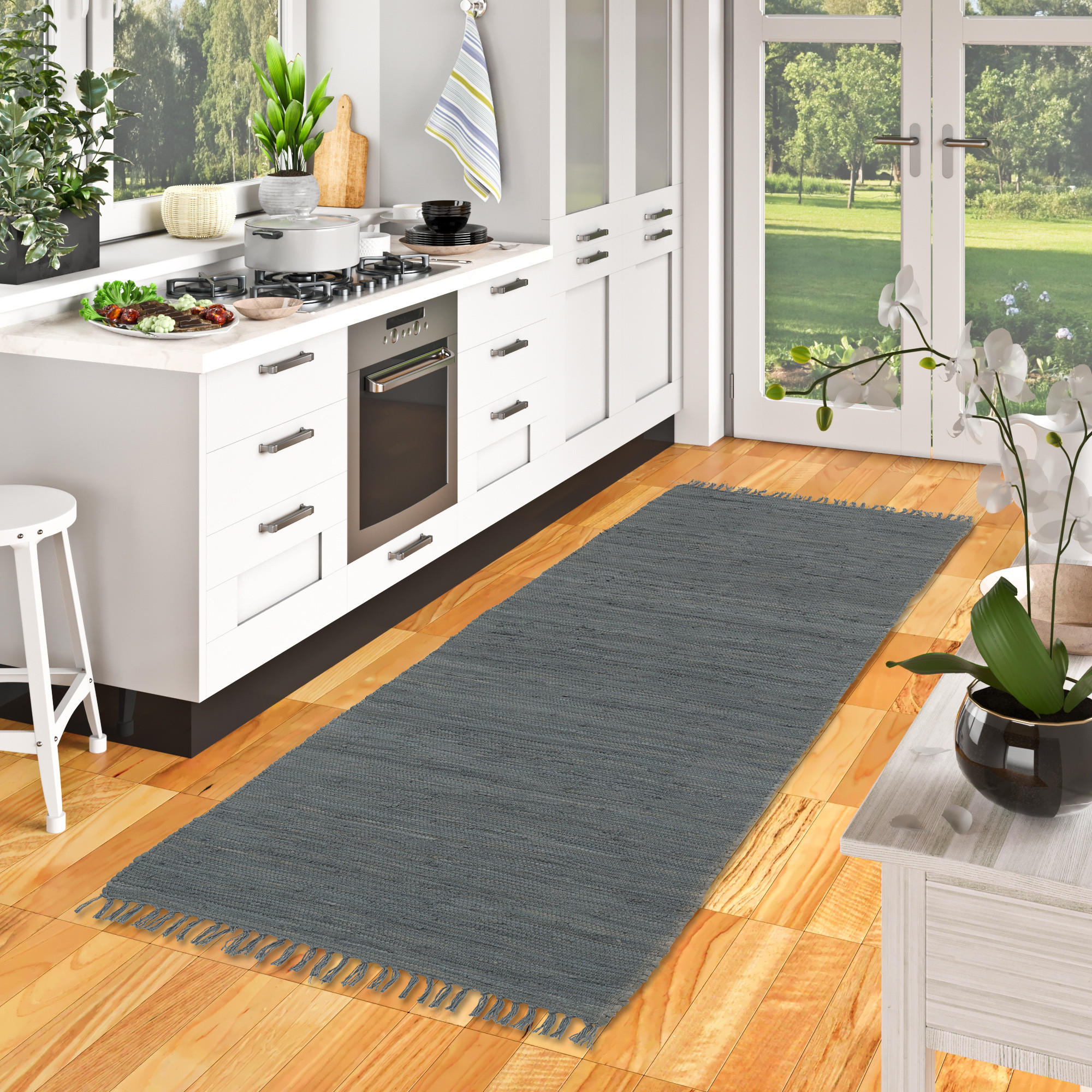 BAUMWOLLE NATUR TEPPICH LÄUFER JOLLY COTTON - Anthrazit, Textil (90/160cm) - Pergamon