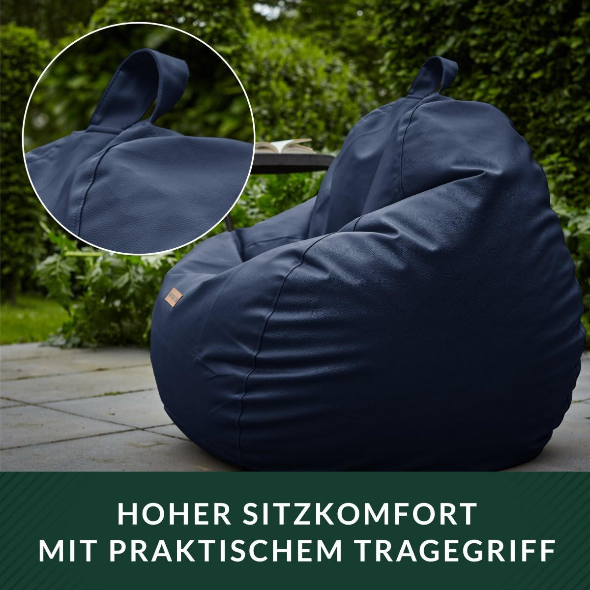 INDOOR SITZSACK Scoop Kunstleder - Dunkelblau, Textil (90/70/70cm) - Green Bean