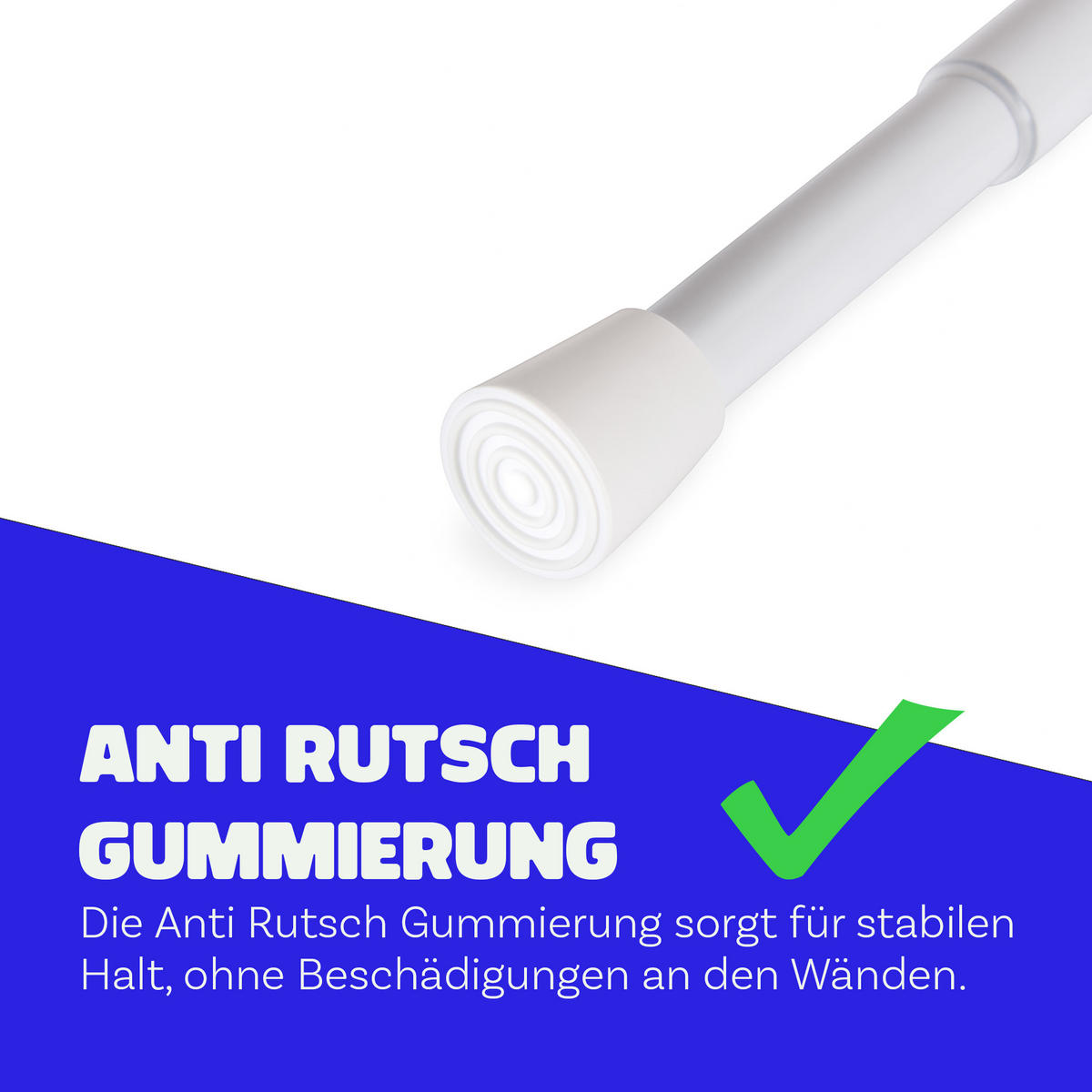 VERSTELLBARE Vorhangstange - Spannstange zum Klemmen Weiß Ø10/13 mm 120-210 cm - Weiß, Metall (120cm) - Bestlivings