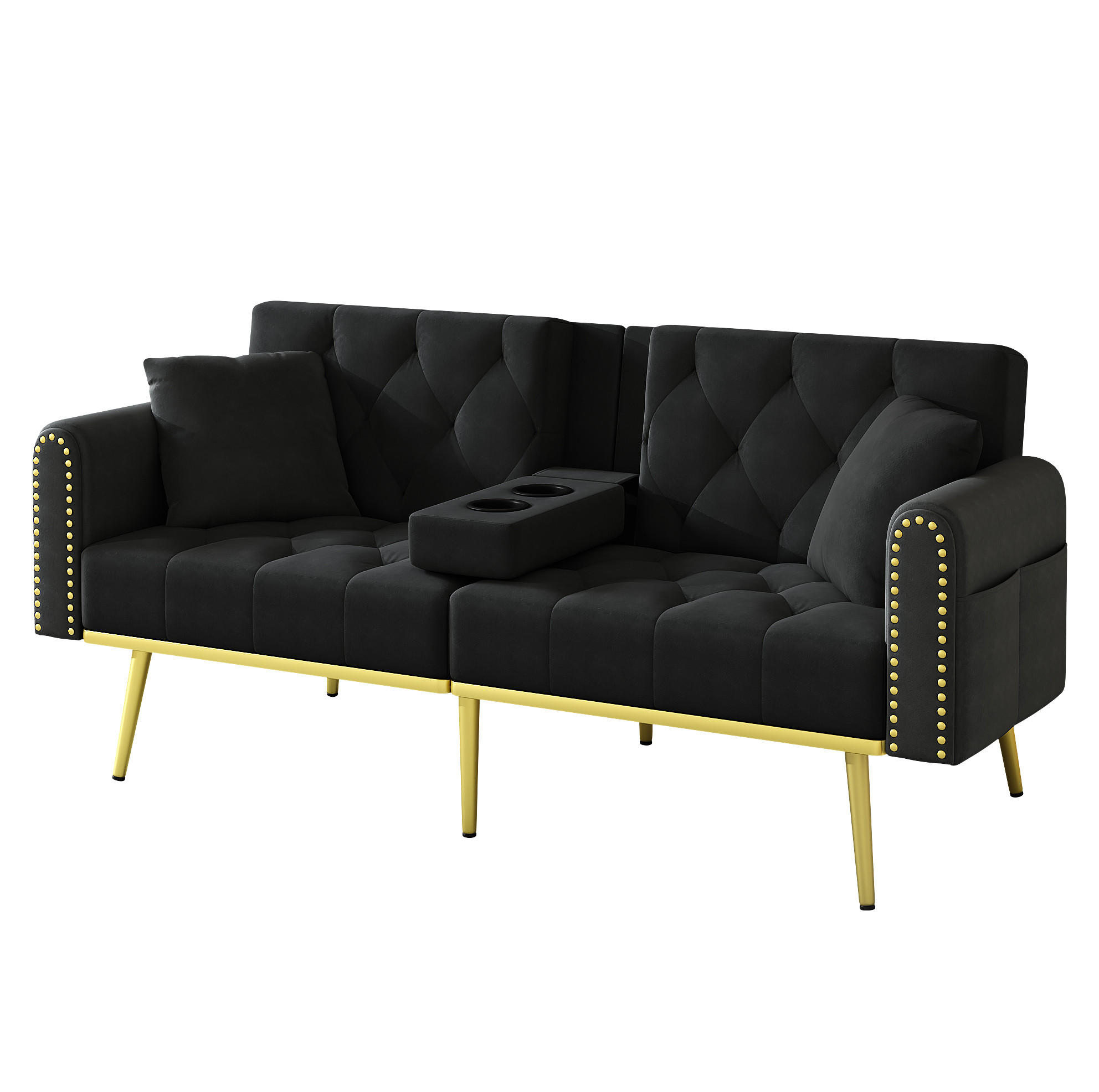 SCHLAFSOFA 175/89 cm Liegefläche in Schwarz – mit 3-fach verstellbarer Rückenlehne - Schwarz, Textil (73.5/175/80cm) - BEAOK