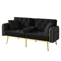 SCHLAFSOFA 175/89 cm Liegefläche in Schwarz – mit 3-fach verstellbarer Rückenlehne - Schwarz, Textil (73.5/175/80cm) - BEAOK