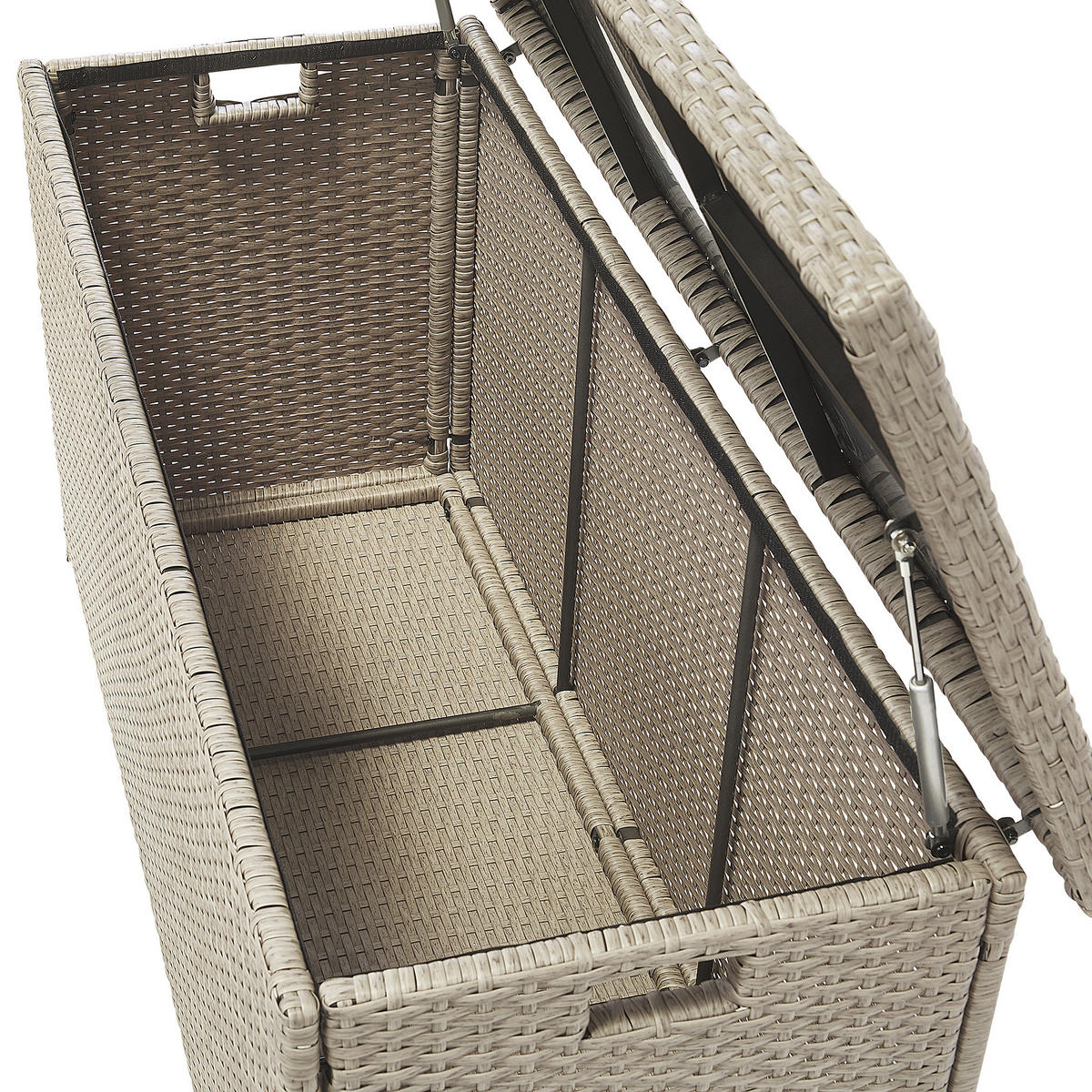 AUFLAGENBOX Rattan taupe 126/46 cm Modena - Beige/Schwarz, Kunststoff (126/63/46cm) - Beliani