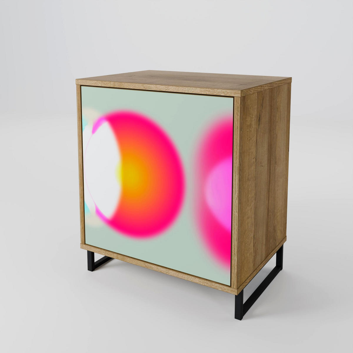 SIDEBOARD SYMPHONY OF COLORS, Eichefarben, 57,5x42x70,5 cm, Schwarze Metall-Sternfüße - Eichefarben/Multicolor, Holzwerkstoff/Metall (57.5/70.5/42cm) - SpaceRebels