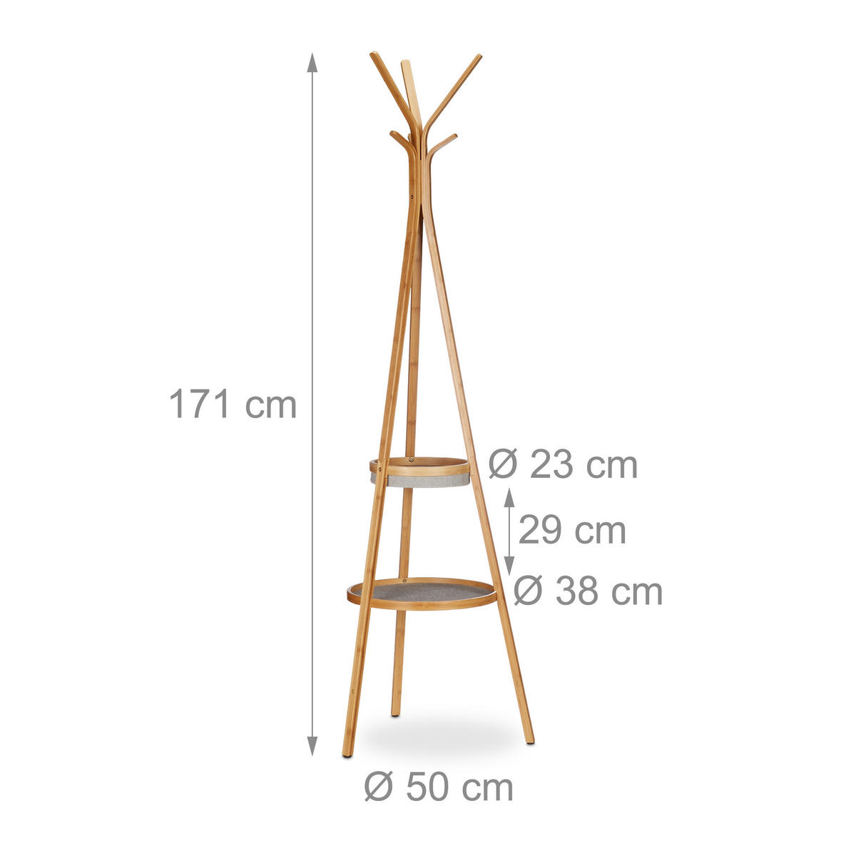 GARDEROBE - Hellbraun, Holz/Textil (50/171/50cm) - Relaxdays