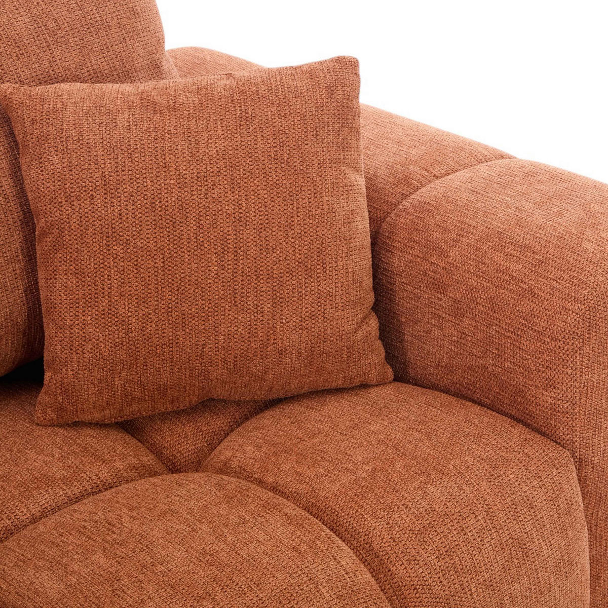 SOFA 3-Sitzer, Terrakotta - Rot, Textil (100/90/238cm) - Oviala