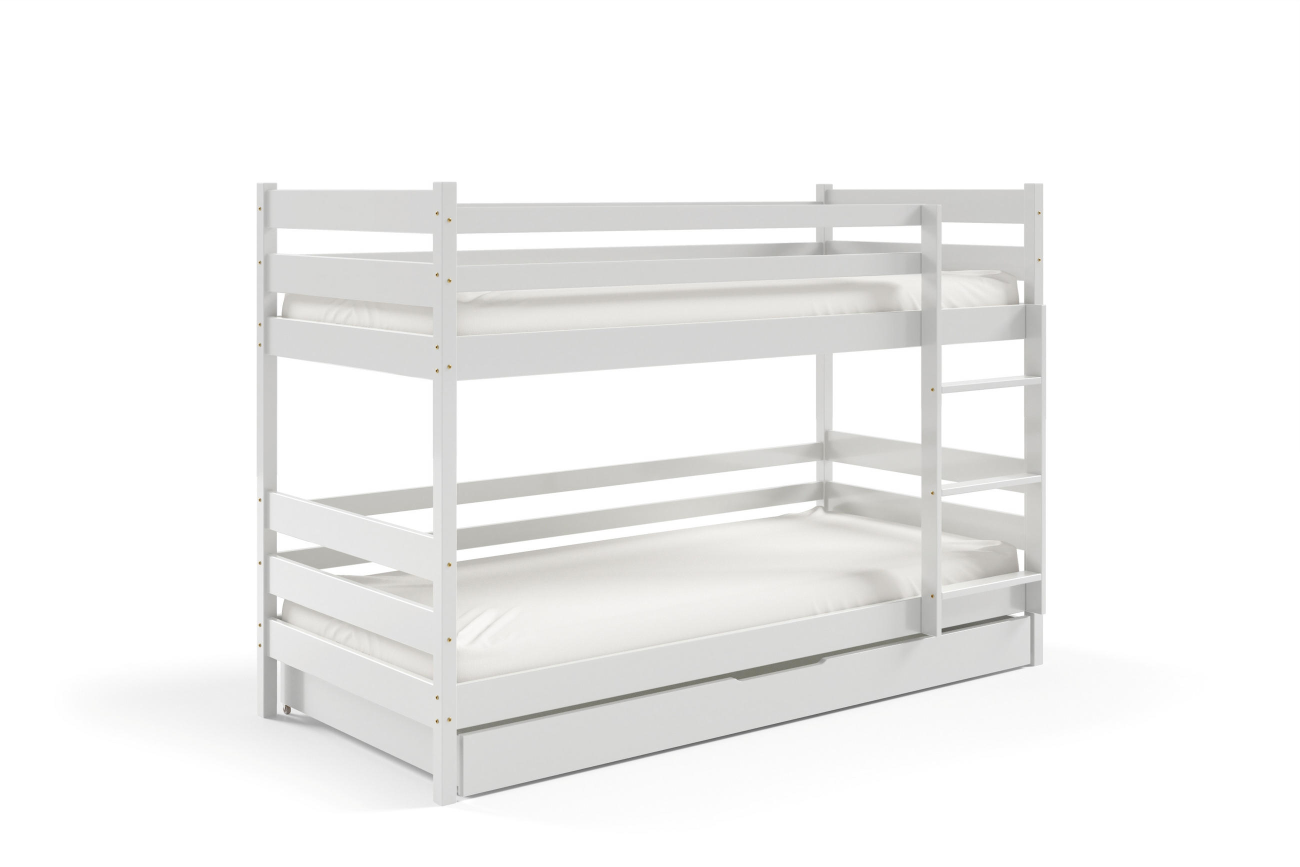ETAGENBETT SIMBA mit Bettkasten 80x190 cm Weiß - Weiß, Holz (80/190cm) - MASSENO