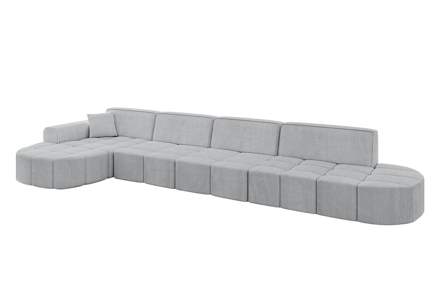 ECKSOFA Ottomane Links LIVO-L3 - 413x171x79,5 cm Grau - Grau, Holzwerkstoff/Textil (413/79.5/171cm) - ALTDECOR