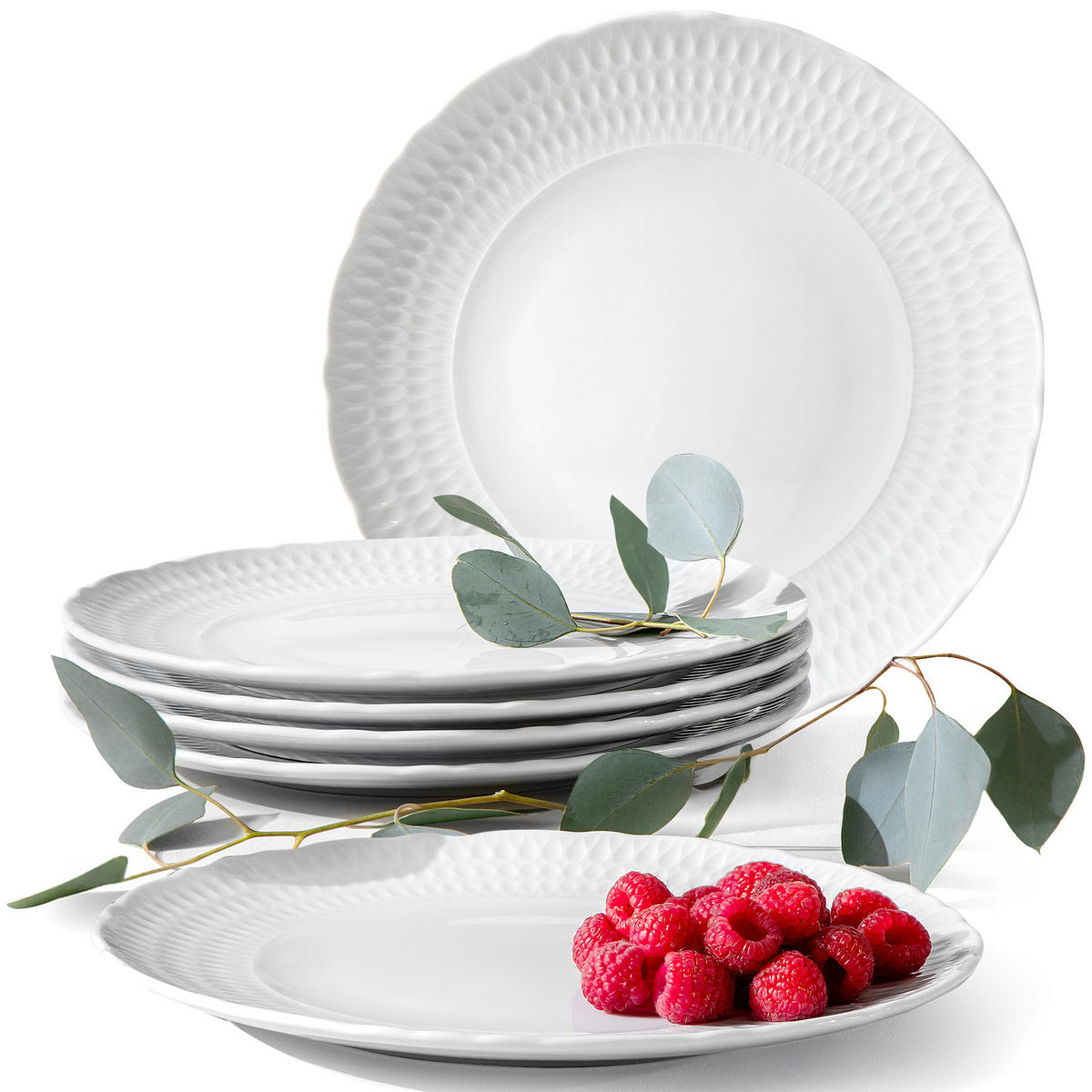 TELLER-SET SPEISETELLER CMIELOW SOFIA 6-tlg aus Porzellan - Weiß, Keramik (26cm) - KONSIMO®