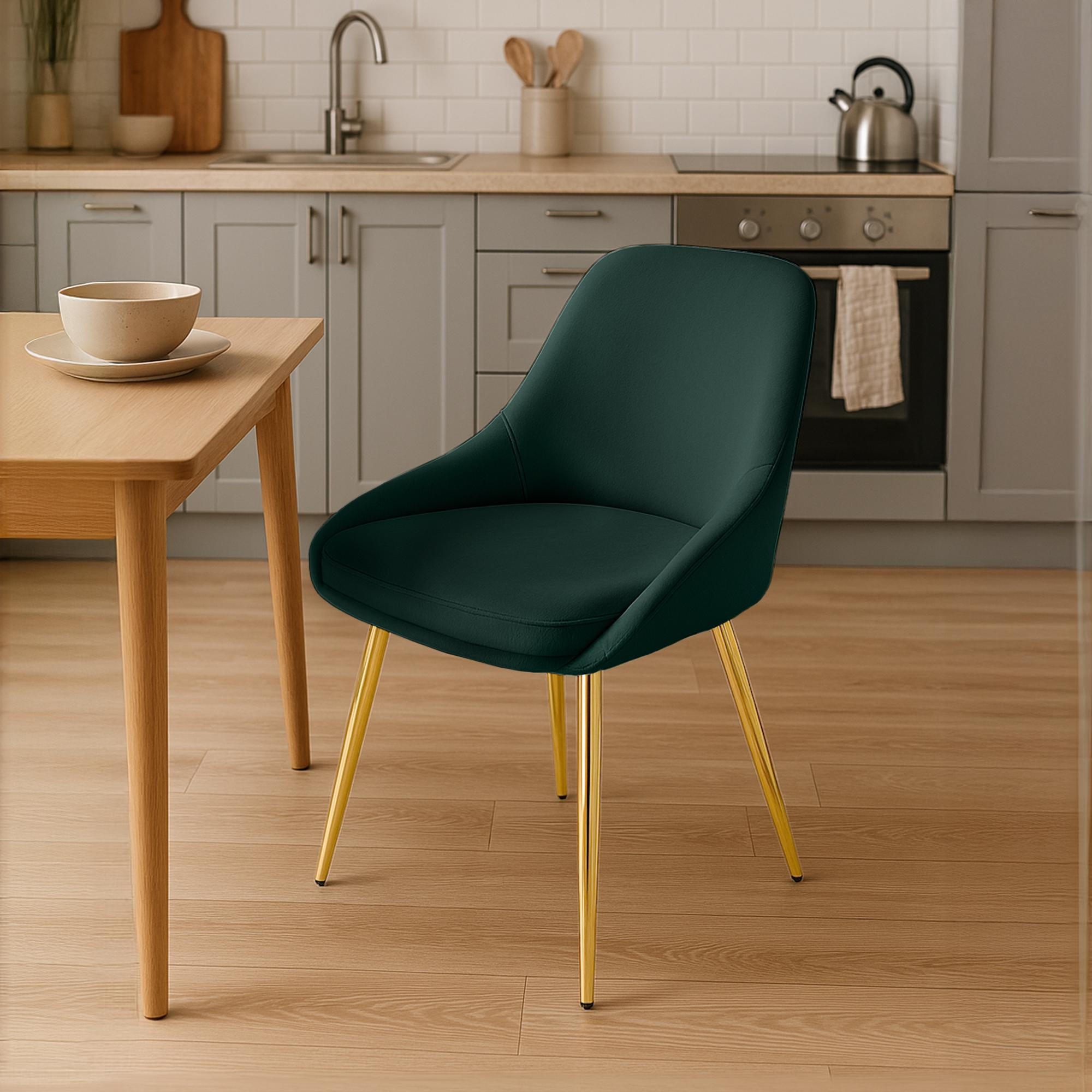 STUHL Samt Grün - Goldfarben/Grün, Textil (50/86/53cm) - CLP