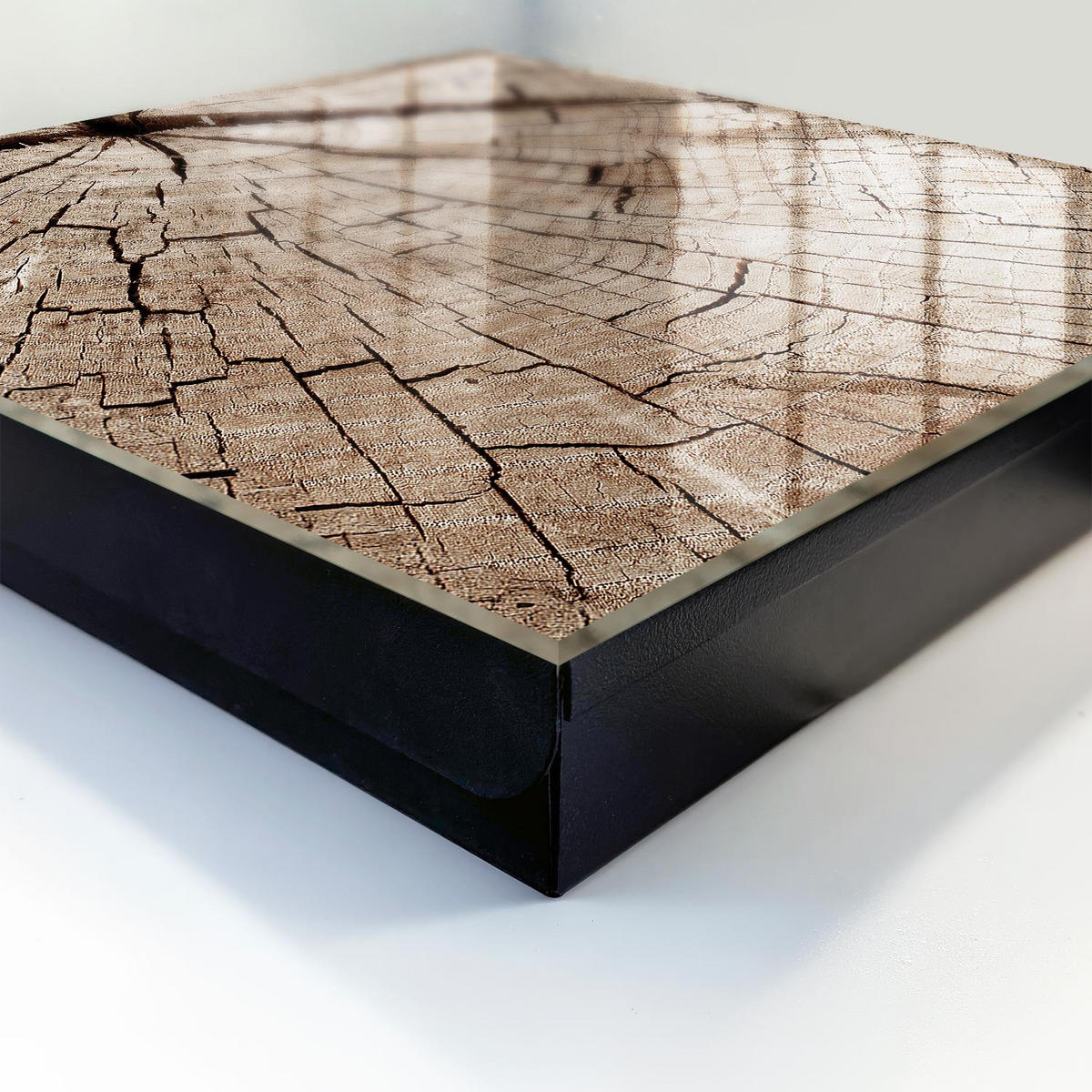 SCHLÜSSELBOX Schwarz 30x30 cm- Türöffnung nach rechts - Holzmaserung - Braun, Metall (30/30/5cm) - TULUP