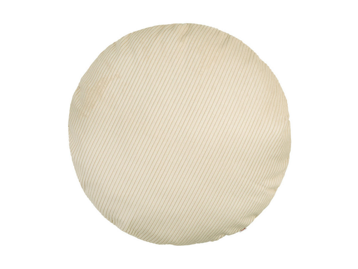 KISSENHÜLLE Rund HYggelig No.2 Block Cord-Samt kreide-beige 80 cm Ø - Ecru, Textil (80/80cm) - beties Heimtextil