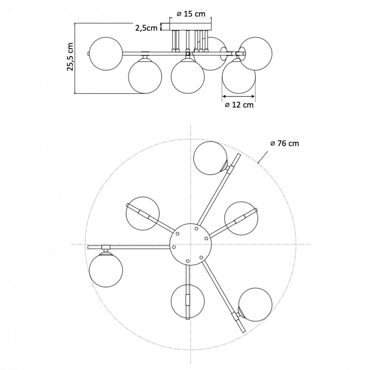 DECKENLEUCHTE Mattina, Schwarz und gold, 25.5cm - Goldfarben, Glas (25/76/25.5cm) - KOSILUM