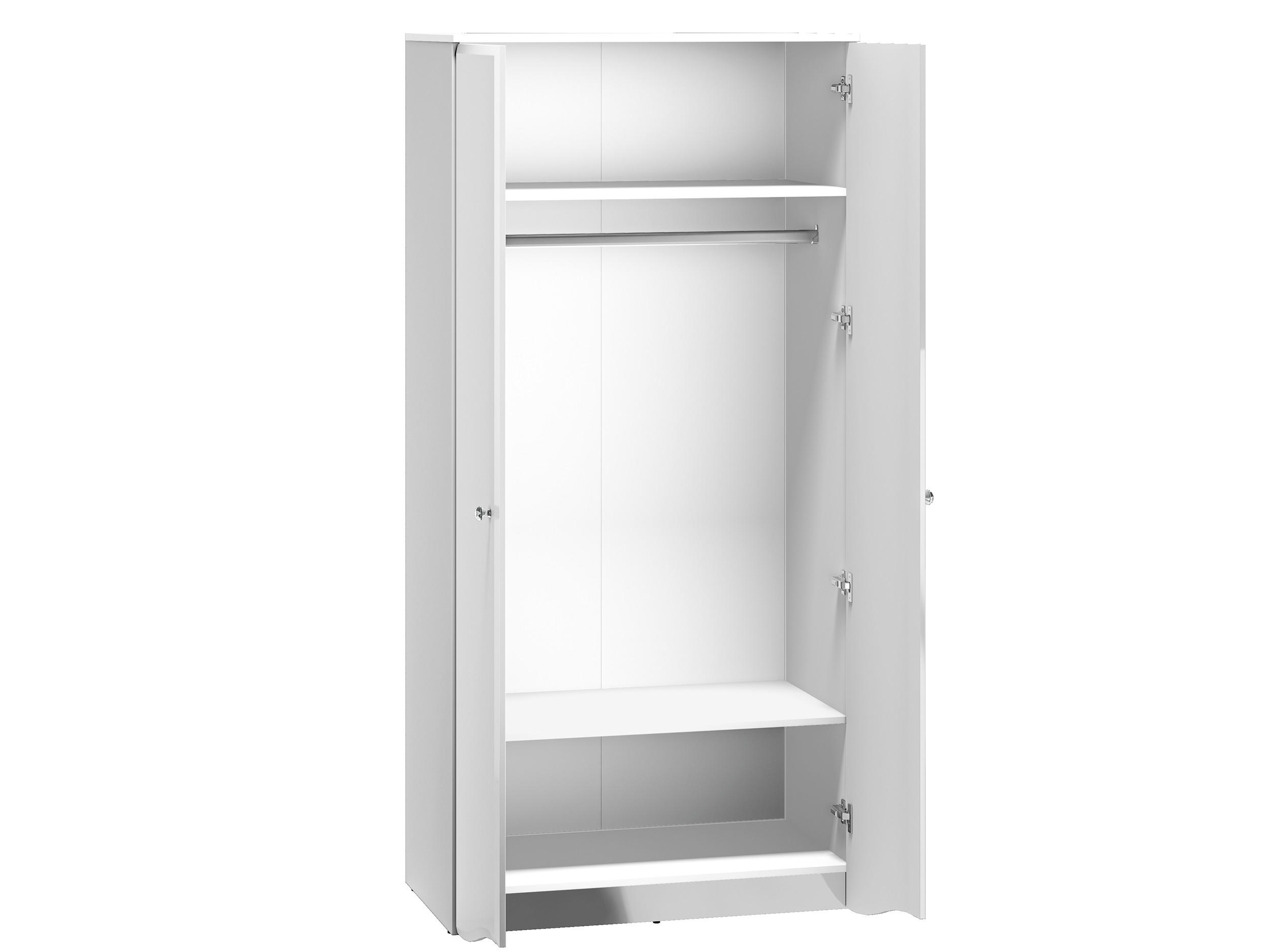 KLEIDERSCHRANK Glamour weiß / weiß hochglanz 90 / 51 / 190cm - Weiß Hochglanz/Weiß, Glas/Holz (90/190/51cm) - Feldmann-Wohnen