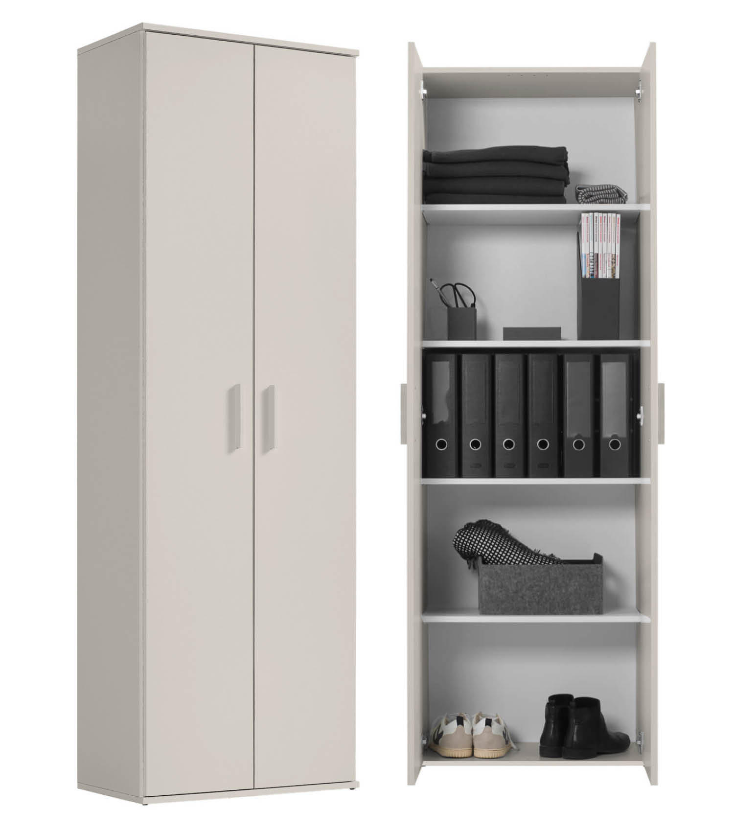 MEHRZWECKSCHRANK Der Lange - Beige, Holzwerkstoff (60/180/34cm) - Mokebo