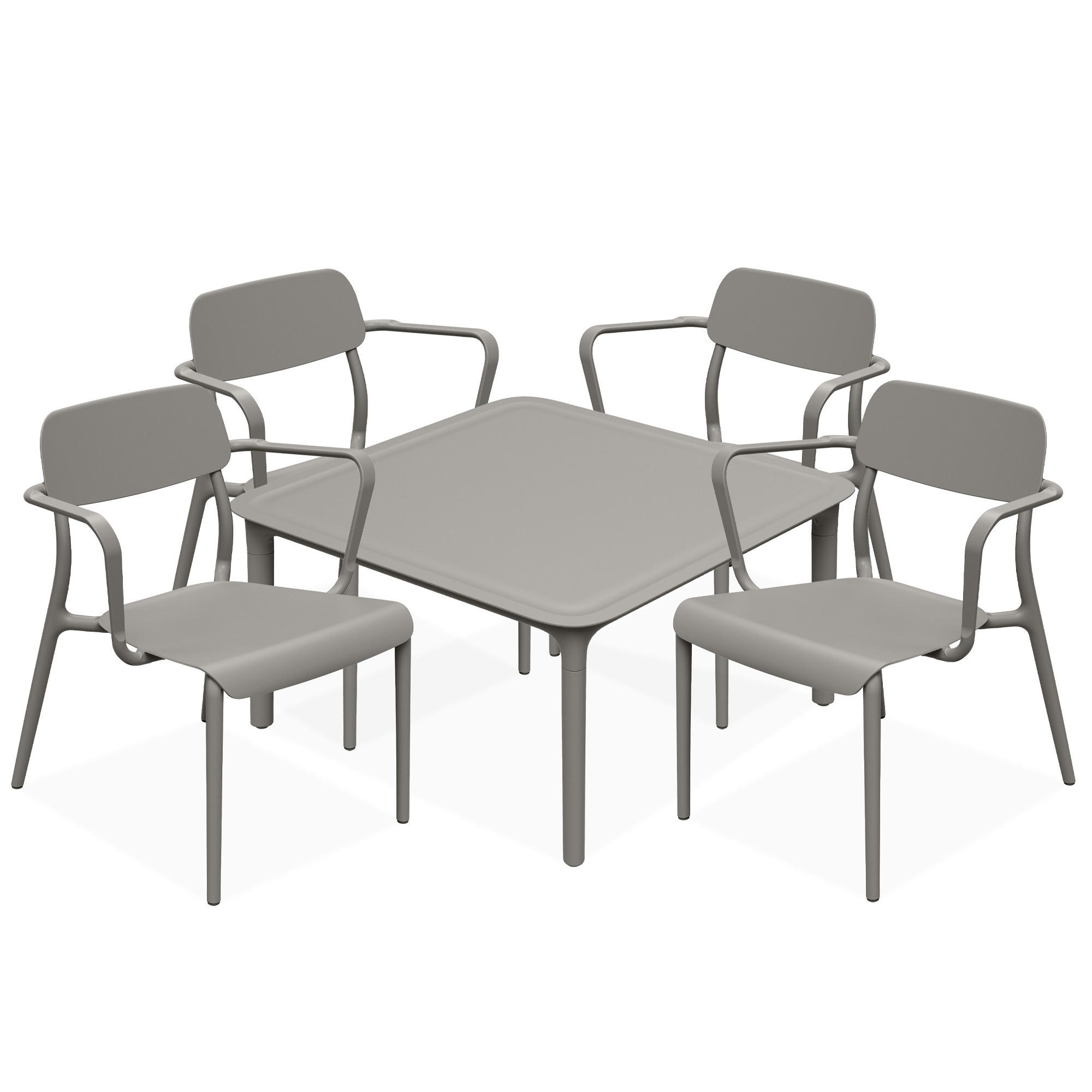 GARTENMÖBEL-SET GALIO, 5-tlg - Graubraun, Kunststoff - KONSIMO®