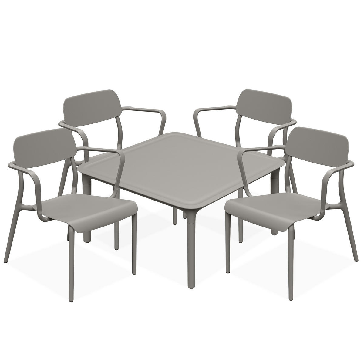 GARTENMÖBEL-SET GALIO, 5-tlg - Graubraun, Kunststoff - KONSIMO®
