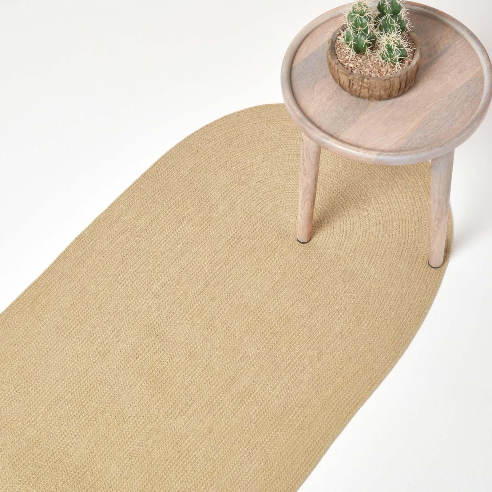 TEPPICHLÄUFER geflochten oval 66/200 cm - Beige, Textil (66/200cm) - Homescapes