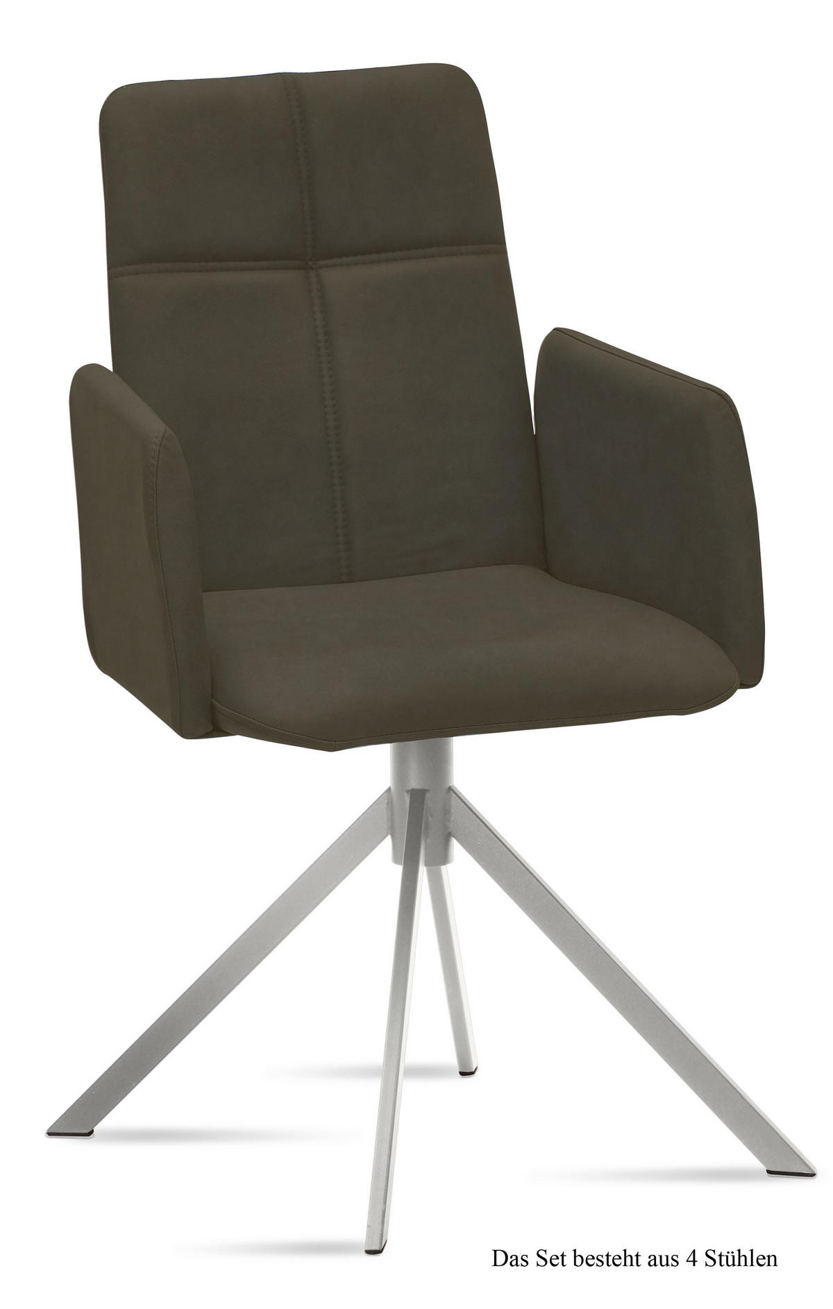 ARMLEHNSTUHL (4er-Set) Dorisa 52x92x60 Edelstahl/Khaki - Dunkelgrün/Edelstahlfarben, Kunststoff (60/92/52cm) - 58aufmkessel