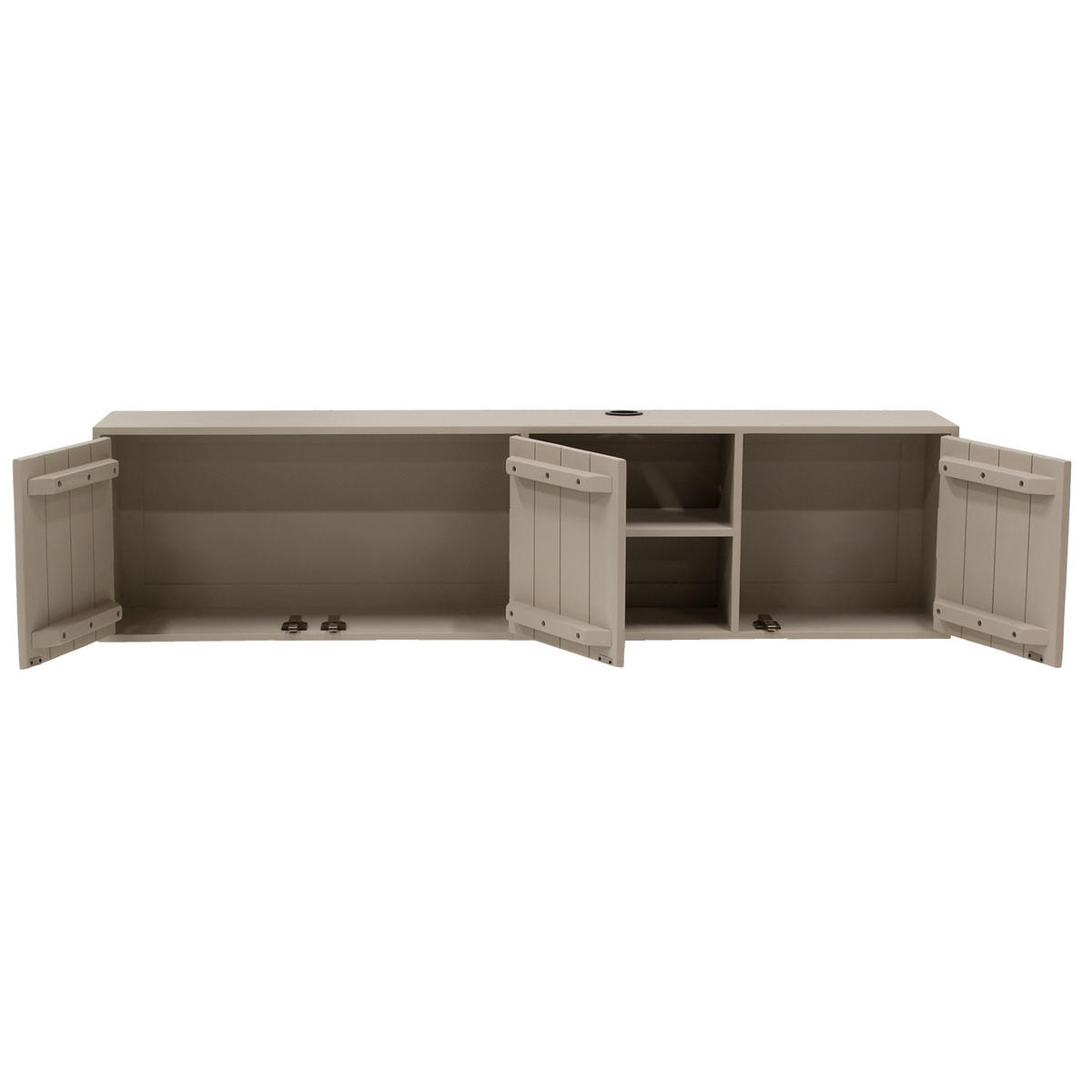 SCHWEBENDES TV-Möbel mit 3-Türen aus Mangoholz 160cm, taupe - Taupe, Holz (160/40/30cm) - Giga Meubel