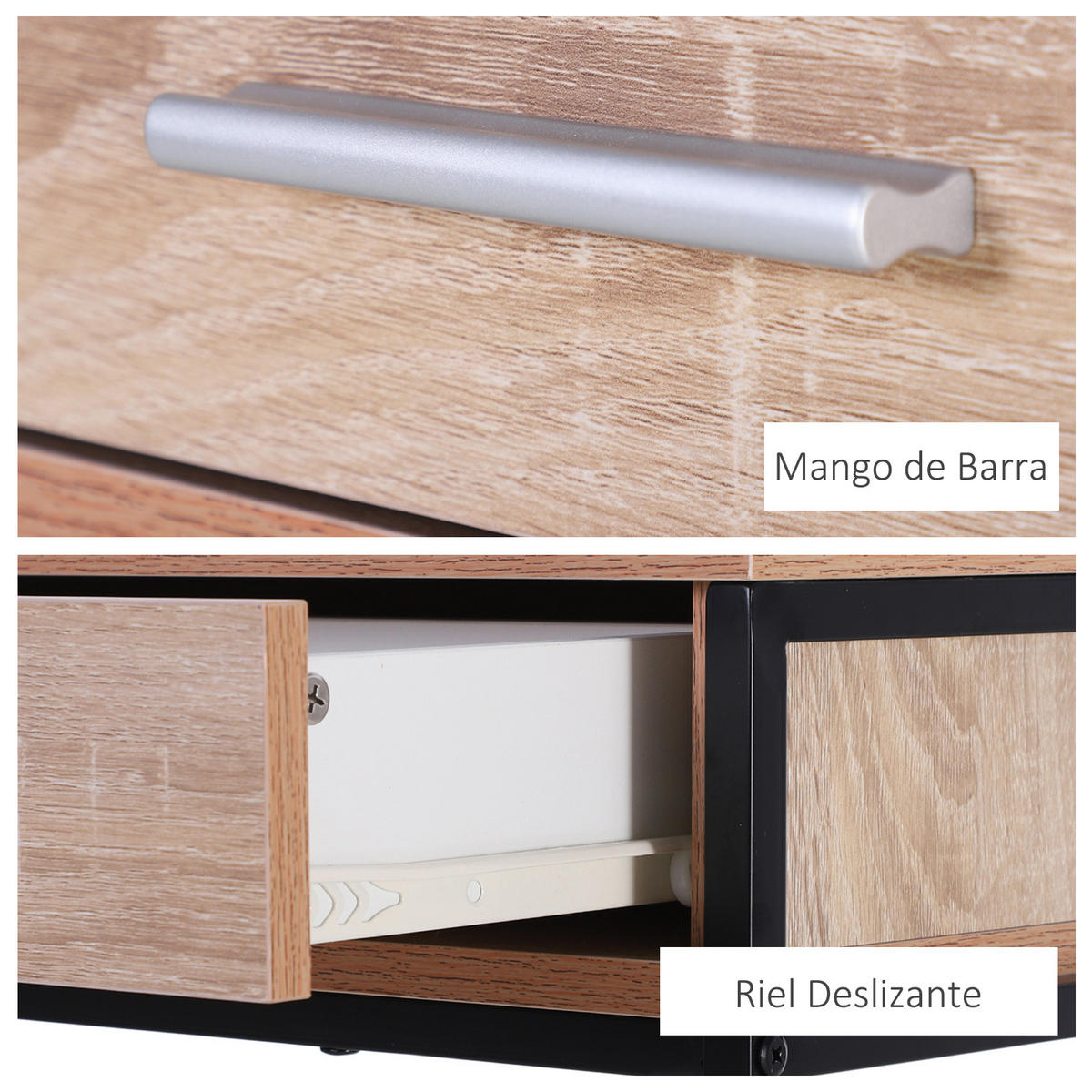 KONSOLENTISCH Eiche und Schwarz Metall Spanplatte 1 Stück - Beige, Metall (120/30/81.5cm) - GiPP