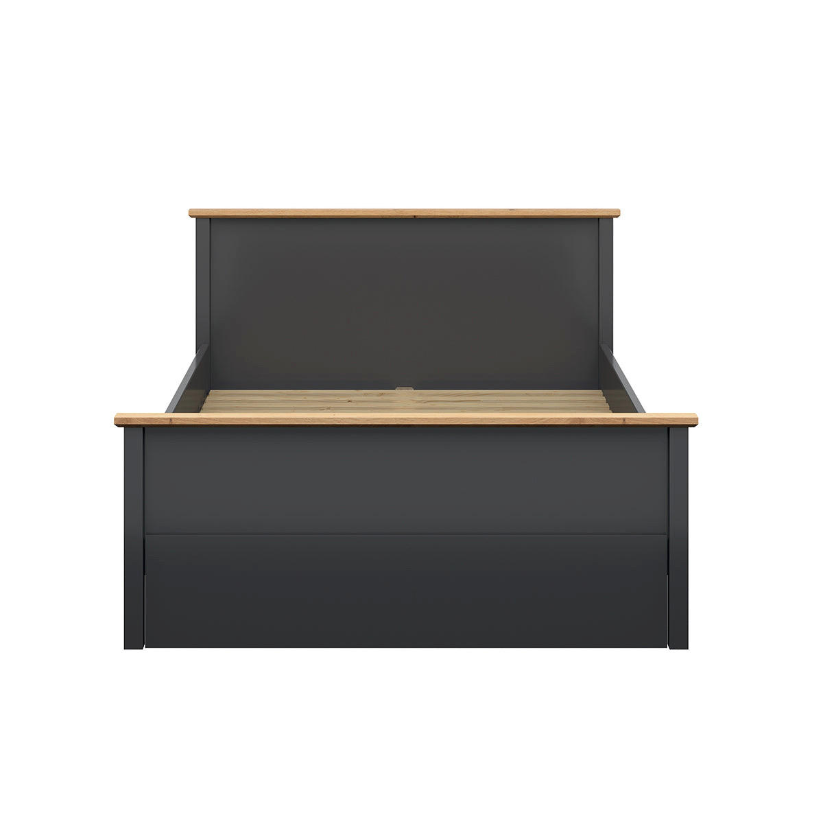 BETT 140/200 Duck Anthrazitgrau und Holz in Eichenoptik - Grau, Holzwerkstoff (140/200cm) - Petits-meubles