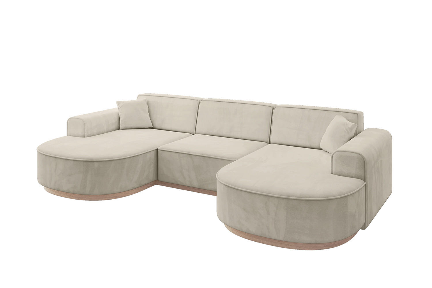 WOHNLANDSCHAFT MARI-U1-v1 - 303x171x83 cm Ecru Velours - Ecru, Holzwerkstoff/Textil (303/83/171cm) - ALTDECOR
