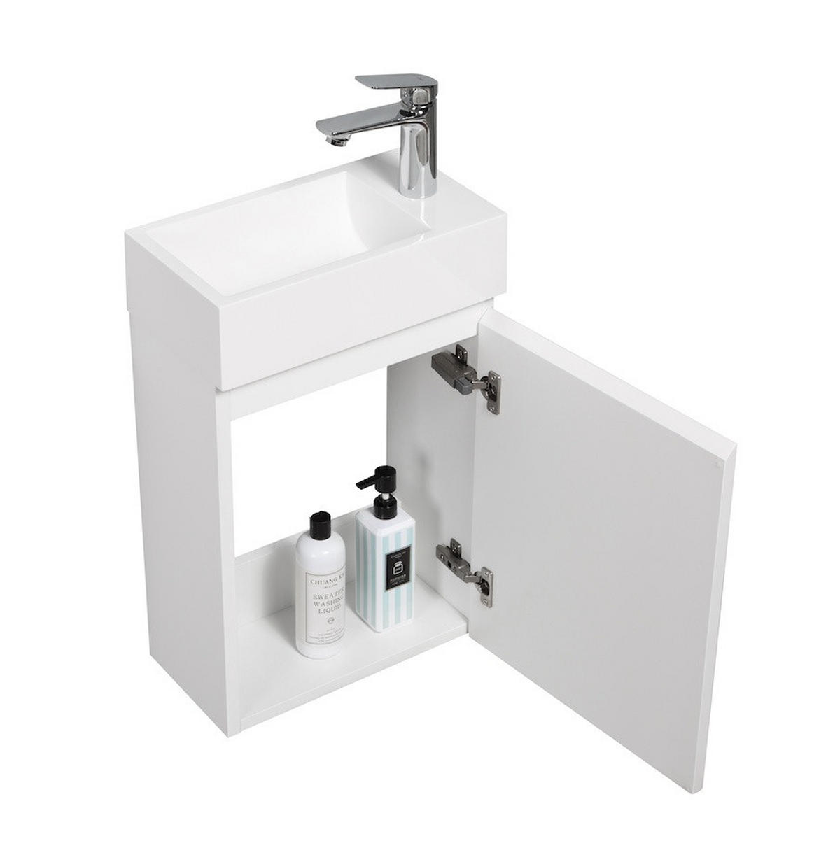 GÄSTE-WC-MÖBELSET Angela 2 Teile Weiß Hochglanz - 40 x 22 x 64 cm - Weiß, Holz (40/52/22cm) - Badplaats