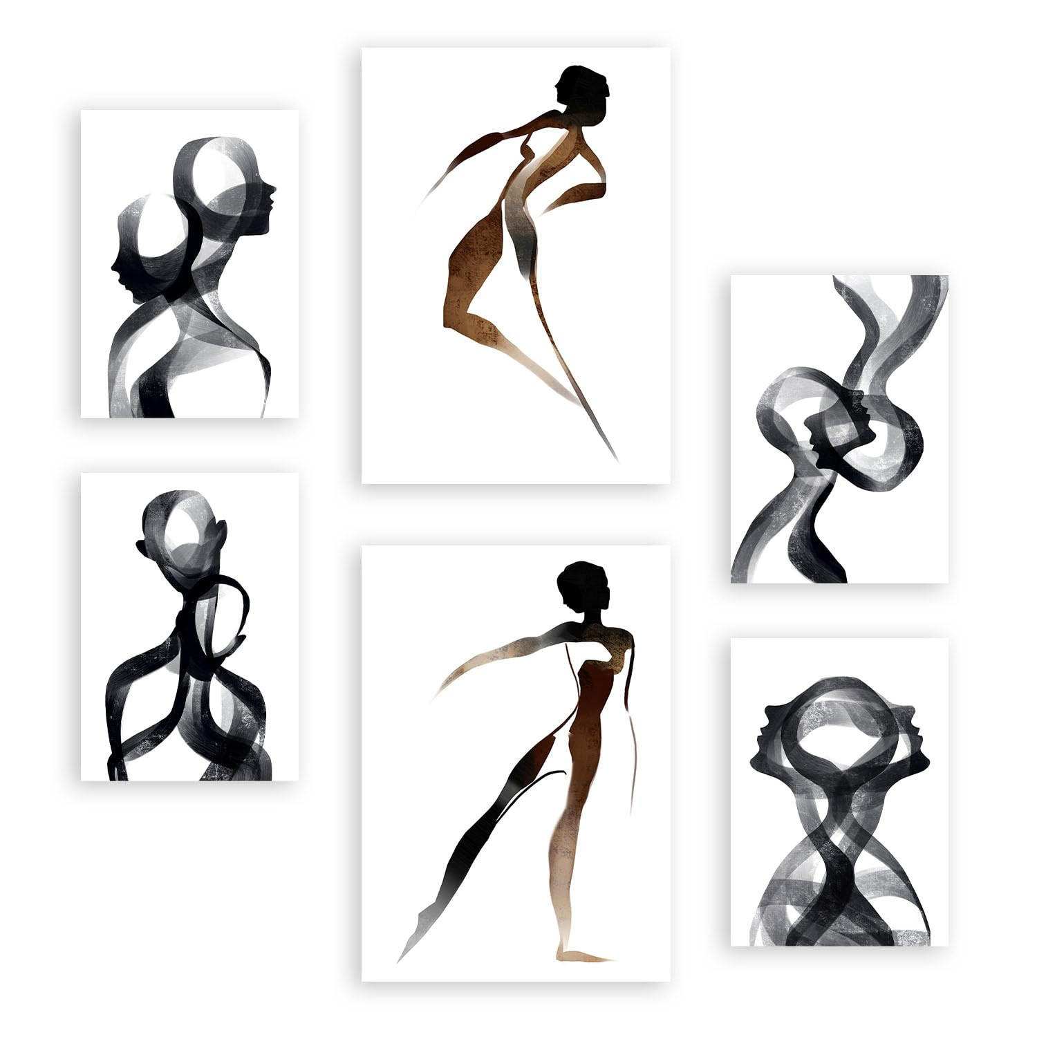 POSTER Set Mit 6 Körpertugend 2 In Liebhaber Abstrakt Ästhetische Dekorative Gemälde Für Ihr Wohnzimmer, Schlafzimmer, Zuhause A3 & A4 Rahmenlos - Klar, Papier (29/3cm) - Nacnic