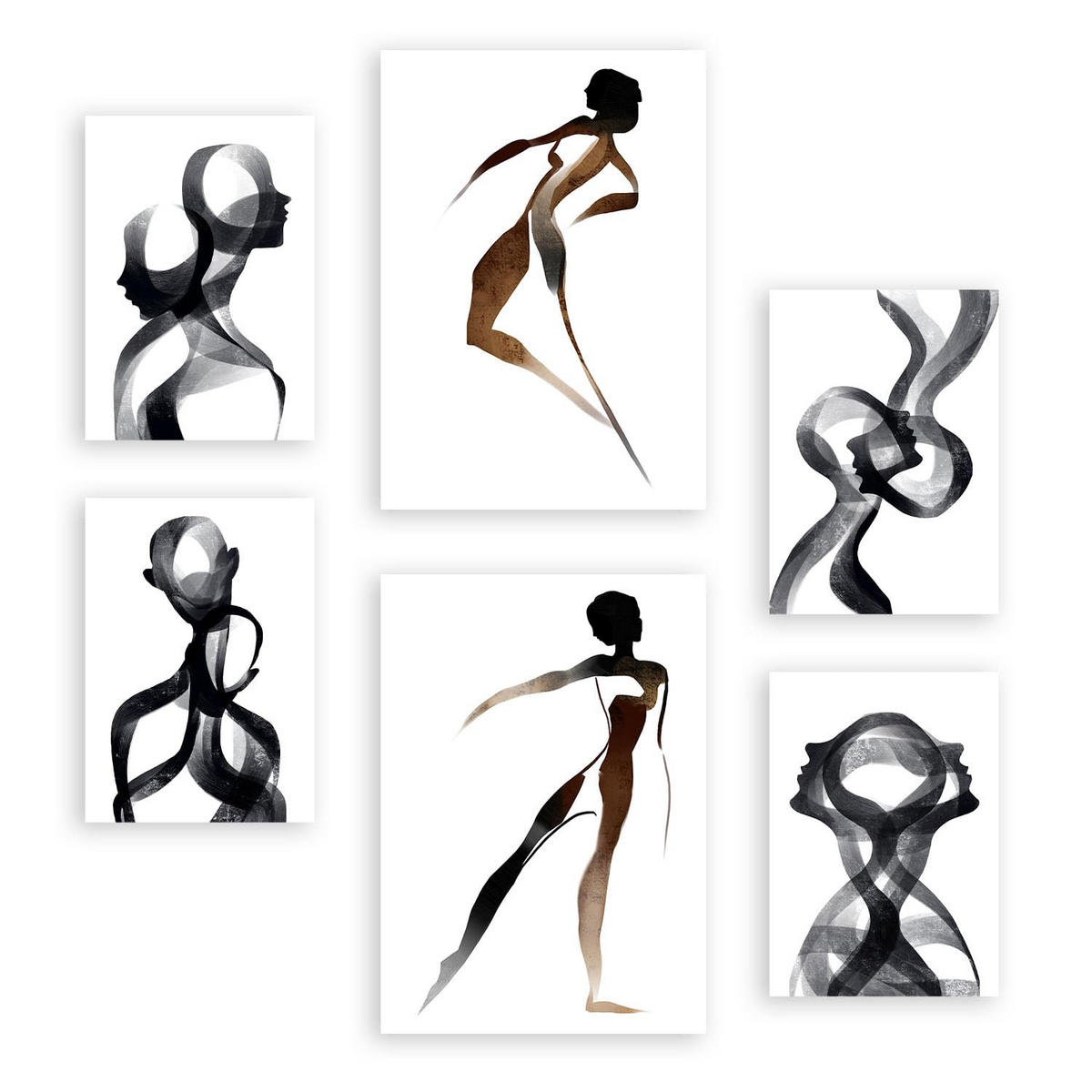 POSTER Set Mit 6 Body Virtue 2 in abstrakten Liebhabern Größe A3 & A4 Rahmenlos - Klar, Papier (29.7/1cm) - Nacnic