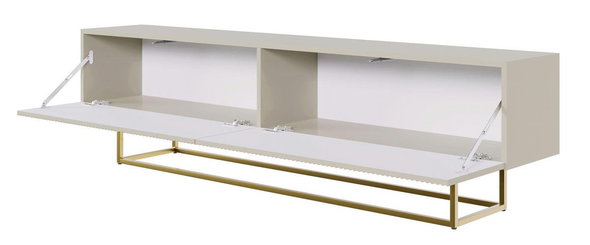 TV-SCHRANK Veldio Graubeige mit goldenen Metallbeinen 175 cm - Greige/Goldfarben, Holzwerkstoff/Metall (175/46.5/31.6cm) - Selsey