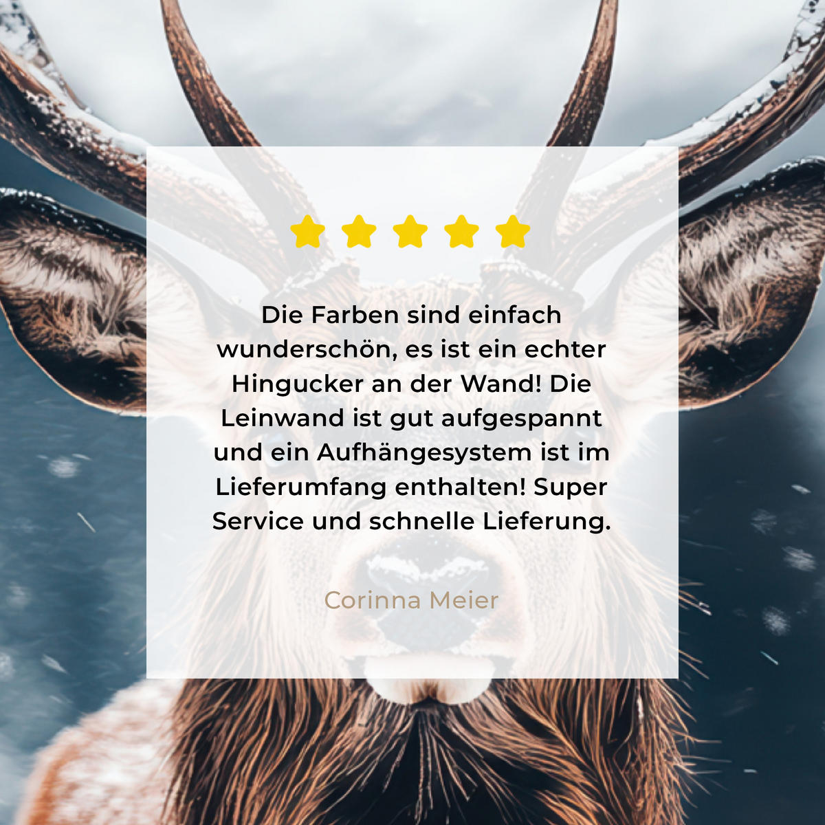 LEINWANDBILD Hirsche - Tiere - Landschaft - Winter - Schnee 60x80 cm - Kastanienfarben, Textil (60/80cm) - MuchoWow