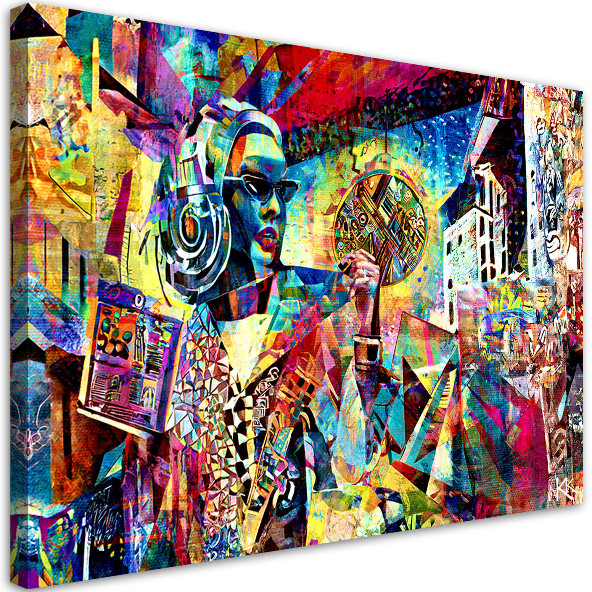LEINWANDBILD Frau Abstraktion Buntes 100x70cm - Multicolor, Textil (100/70cm) - Feeby