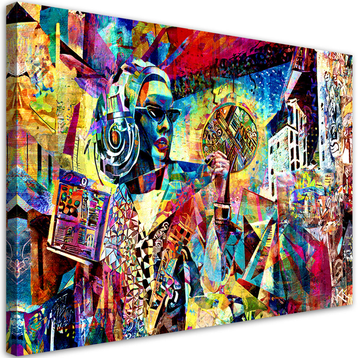 LEINWANDBILD Frau Abstraktion Buntes - Lila, Textil (60/40cm) - Feeby
