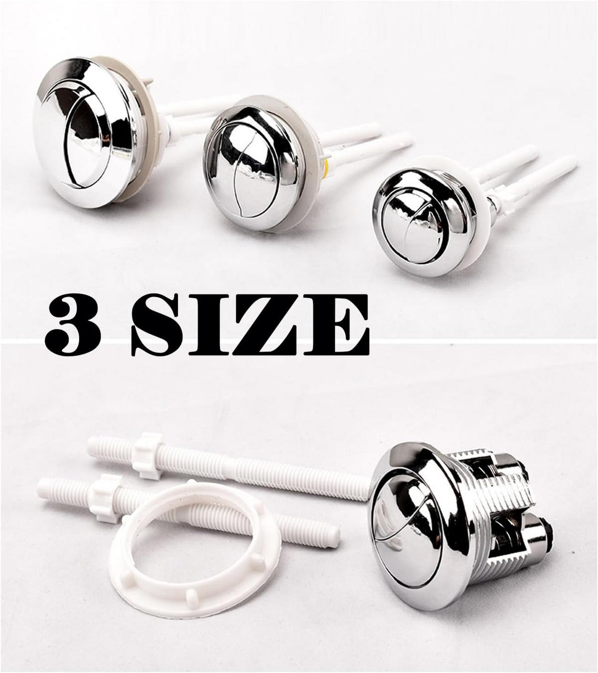 WC-SPÜLTASTE, Doppelhebel, silber, 5.8 cm Durchmesser,2er-Pack - Silberfarben, Kunststoff (5/7/11cm)