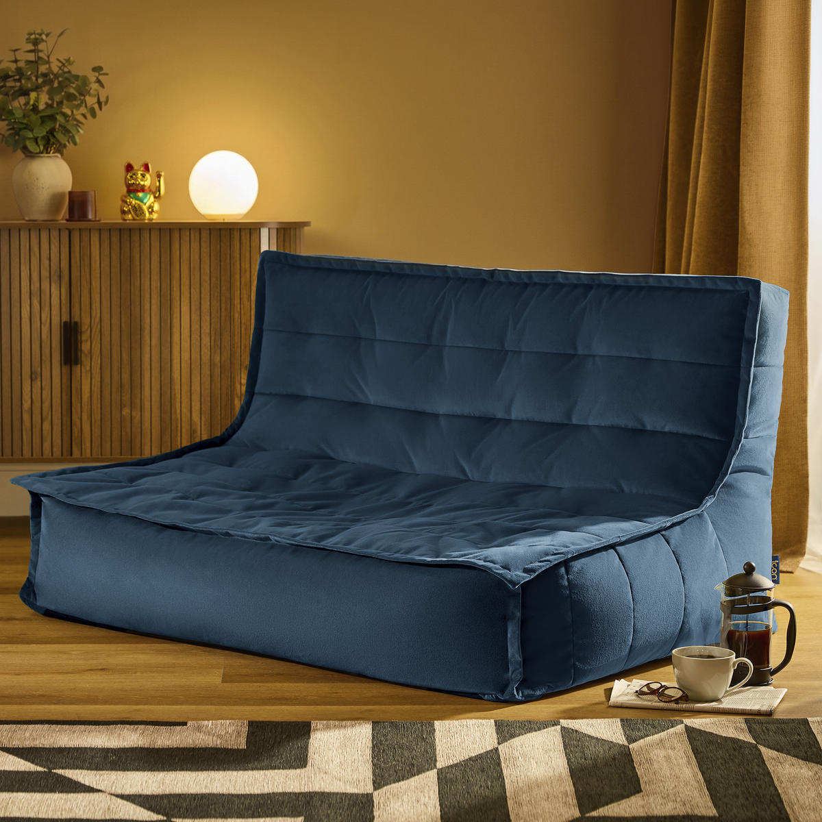 SITZSACK Sofa Kota aus Samt - Dunkelblau, Textil (140/72/100cm) - icon