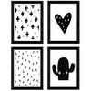 POSTER Set mit 4 Cactus und Herzen Tiere A3 Rahmenlos - Klar, Papier (29.7/3cm) - Nacnic