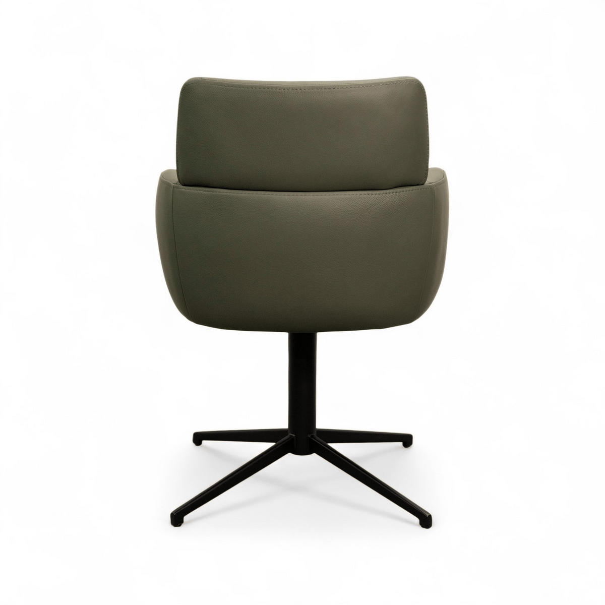 STUHL-SET 2 Stück in Echtleder Olivgrün - Schwarz/Grün, Leder/Metall (58/83/58cm) - Furnhouse