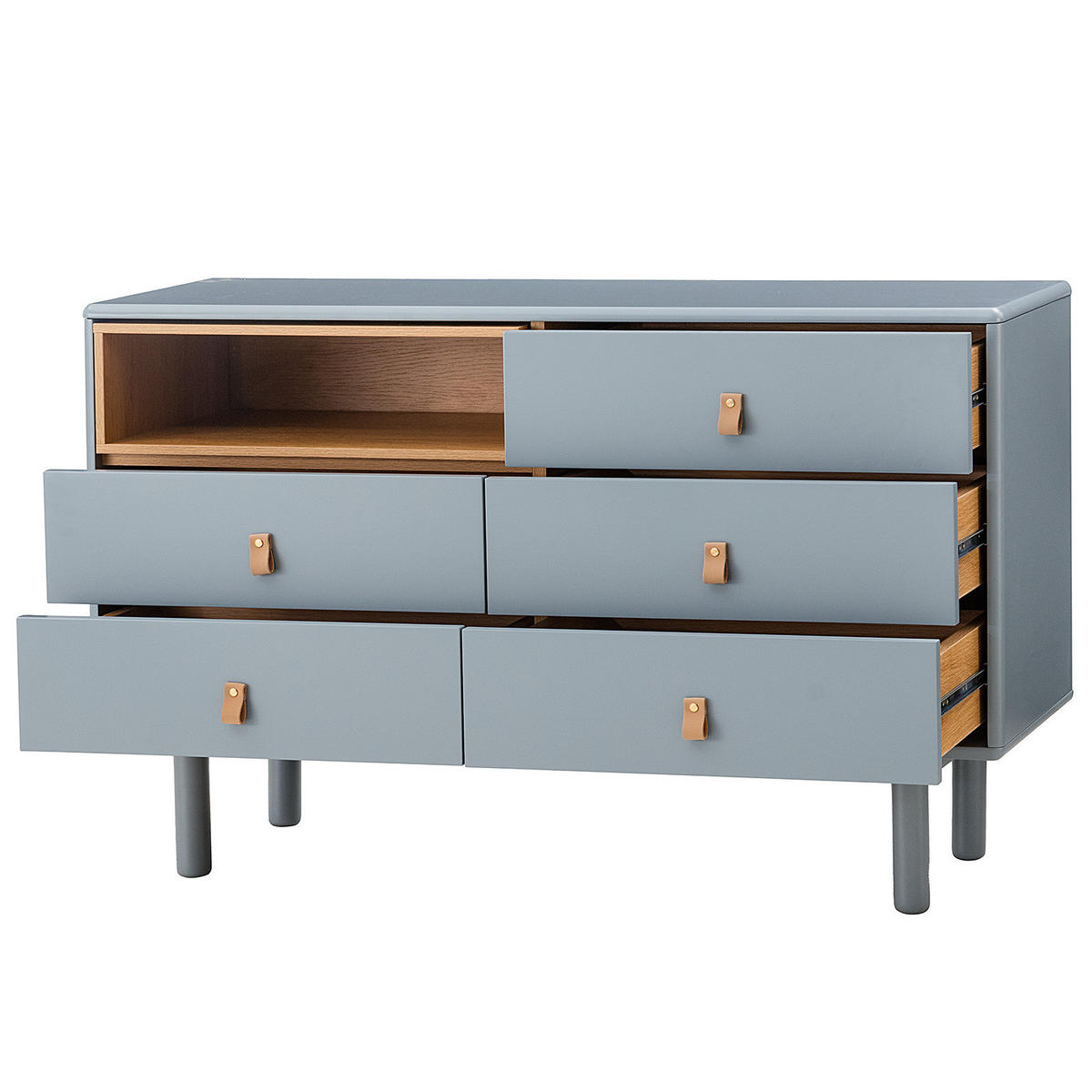 SIDEBOARD - 120 cm - Blaugrau/Braun, Holz/Holzwerkstoff (120/75/40cm) - home24