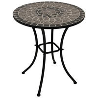 BISTROTISCH Derby mit Mosaik-Tischplatte grau/weiss - Gestell aus schwarz pulverbeschichtetem Eisen 60x60x70 cm - Schwarz, Metall (60/60/70cm) - TPFGarden