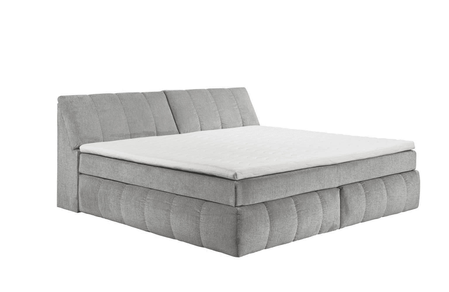 BOXSPRINGBETT XXL 240x200 – 7‑Zonen-Tonnentaschenfederkern, H2, Topper, Unterbox & Bettkasten - Silberfarben/Hellgrau, Holz/Kunststoff (200/240cm) - ed exciting design